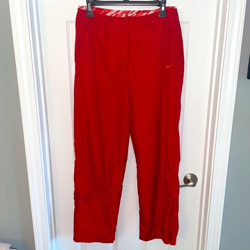 EUC Nike Athleisure Y2K Warm Up Front Zip Track Pants Red Size Medium